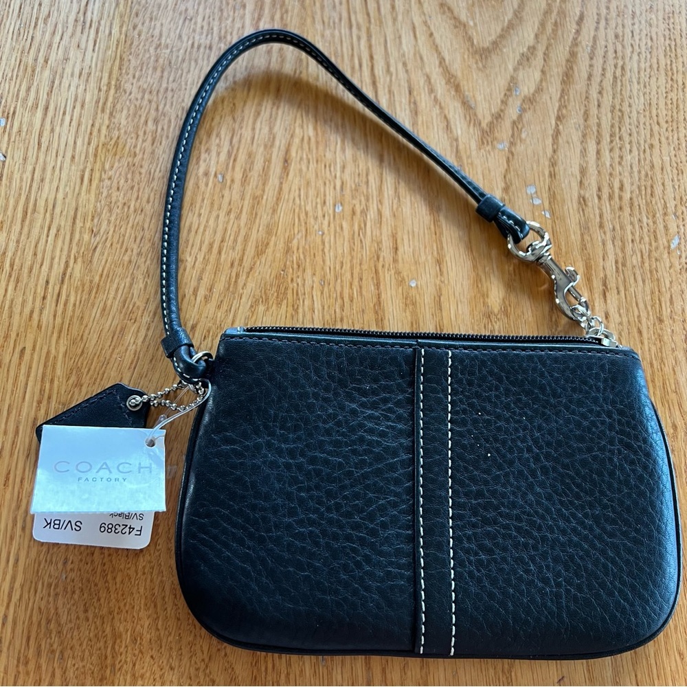 Coach Black Pebbled Leather Clutch Wristlet